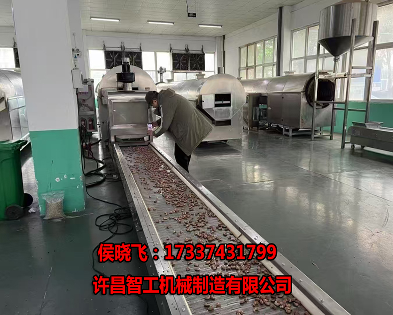 3.17日。客戶試機炒腰果生產線